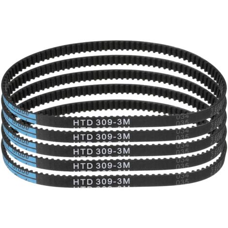 5pcs HTD-3M Rubber Timing Belt 103 Teeth, 309mm Pitch Length x 6mm Width x 2.4mm Height, Closed Loop Pulley Belt (1/5)