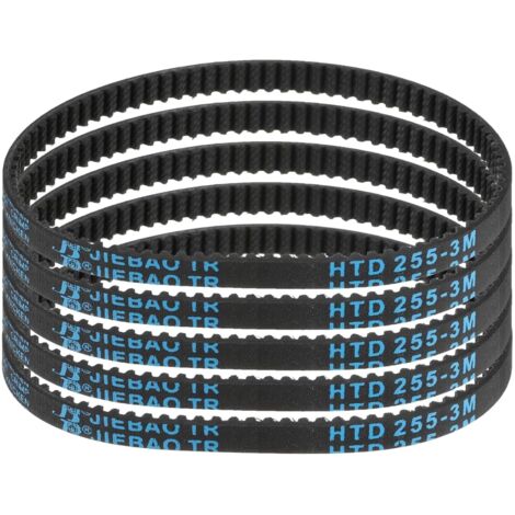 5pcs HTD-3M Rubber Timing Belt 85 Teeth, 255mm Pitch Length x 6mm Width x 2.4mm Height, Closed Loop Pulley Belt (1/5)
