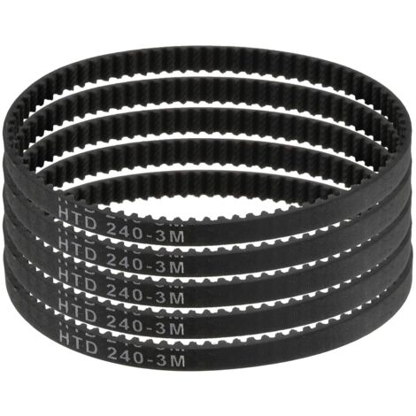 5pcs HTD-3M Rubber Timing Belt, 80 Teeth, 240mm Pitch Length x 6mm Width x 2.4mm Height, Closed Loop Pulley Belt (1/5)