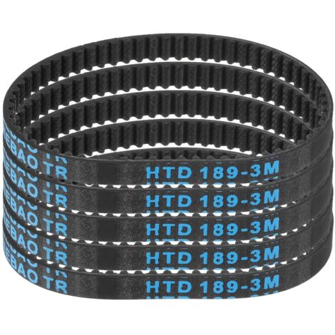 5pcs HTD-3M Rubber Timing Belt, 63 Teeth, 189mm Pitch Length x 6mm Width x 2.4mm Height, Closed Loop Pulley Belt (1/5)