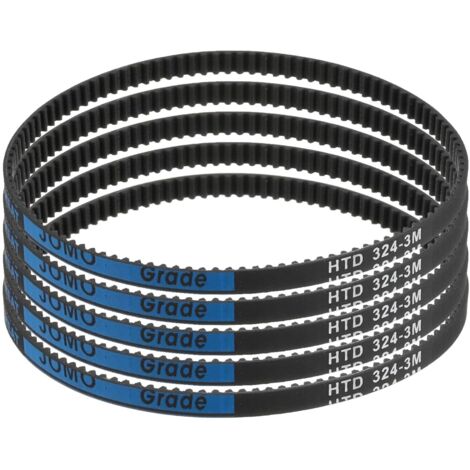 5pcs HTD-3M Rubber Timing Belt 108 Teeth, 324mm Pitch Length x 6mm Width x 2.4mm Height, Closed Loop Pulley Belt (1/5)