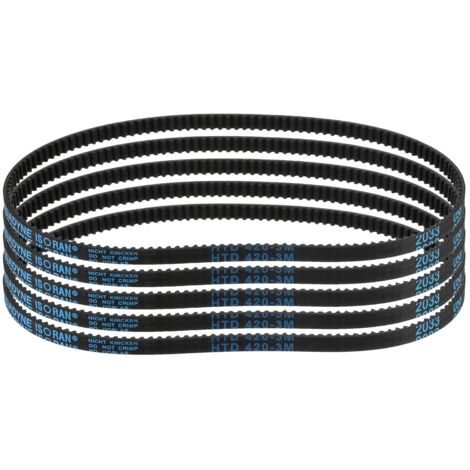 5pcs HTD-3M Rubber Timing Belt 140 Teeth, 420mm Pitch Length x 6mm Width x 2.4mm Height, Closed Loop Pulley Belt (1/5)