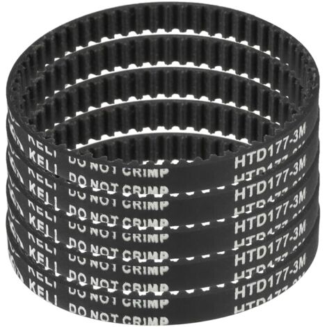 5pcs HTD-3M Rubber Timing Belt, 59 Teeth, 177mm Pitch Length x 6mm Width x 2.4mm Height, Closed Loop Pulley Belt (1/5)