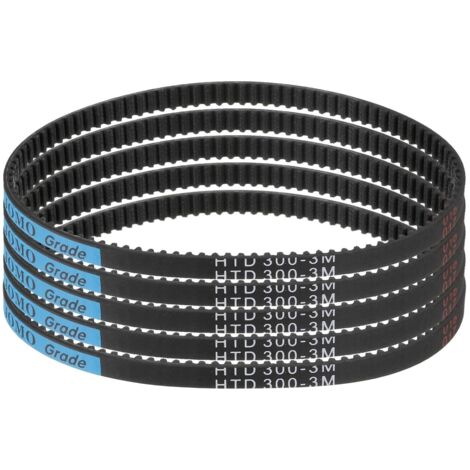 5pcs HTD-3M Rubber Timing Belt, 100 Teeth, 300mm Pitch Length x 6mm Width x 2.4mm Height, Closed Loop Pulley Belt (1/5)