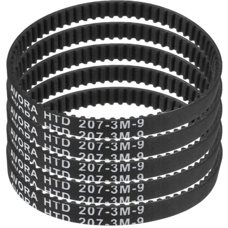 5pcs HTD-3M Rubber Timing Belt, 69 Teeth, 207mm Pitch Length x 6mm Width x 2.4mm Height, Closed Loop Pulley Belt (1/5)