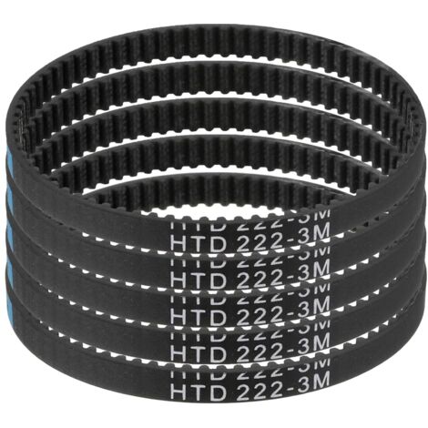 5pcs HTD-3M Rubber Timing Belt, 74 Teeth, 222mm Pitch Length x 6mm Width x 2.4mm Height, Closed Loop Pulley Belt (1/5)