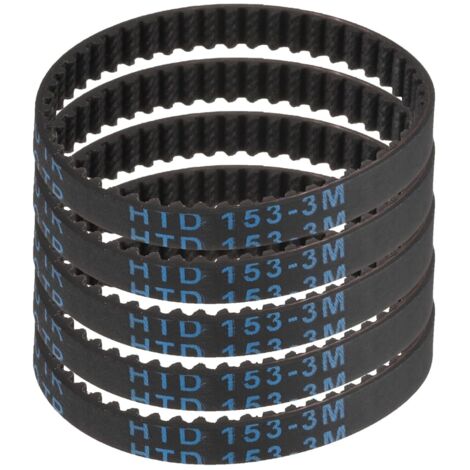 5pcs HTD-3M Rubber Timing Belt, 51 Teeth, 153mm Pitch Length x 6mm Width x 2.4mm Height, Closed Loop Pulley Belt (1/5)