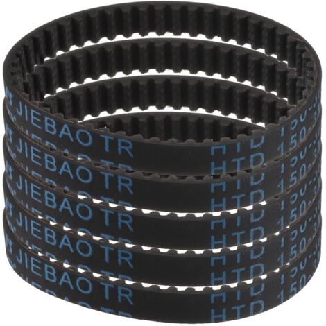5pcs HTD-3M Rubber Timing Belt, 50 Teeth, 150mm Pitch Length x 6mm Width x 2.4mm Height, Closed Loop Pulley Belt (1/5)