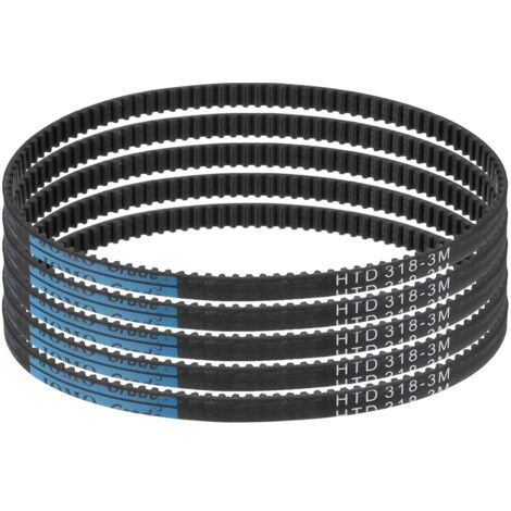 5pcs HTD-3M Rubber Timing Belt 106 Teeth, 318mm Pitch Length x 6mm Width x 2.4mm Height, Closed Loop Pulley Belt (1/5)