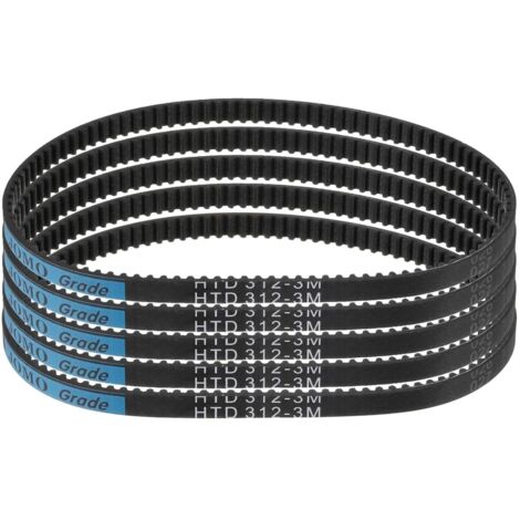 5pcs HTD-3M Rubber Timing Belt 104 Teeth, 312mm Pitch Length x 6mm Width x 2.4mm Height, Closed Loop Pulley Belt (1/5)
