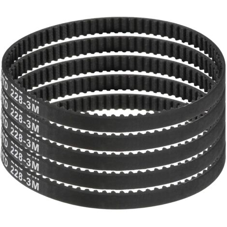 5pcs HTD-3M Rubber Timing Belt 76 Teeth, 228mm Pitch Length x 6mm Width x 2.4mm Height, Closed Loop Pulley Belt (1/5)