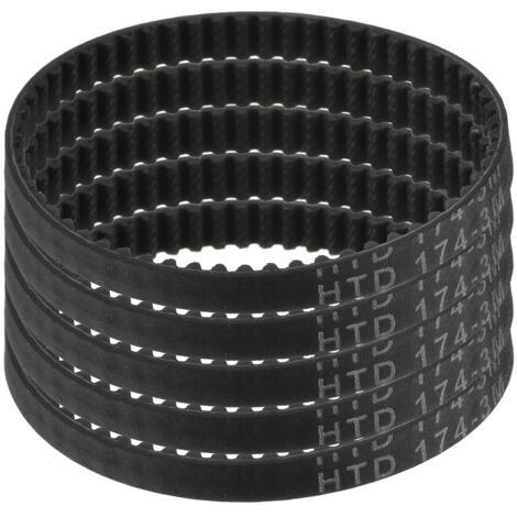 5pcs HTD-3M Rubber Timing Belt, 58 Teeth, 174mm Pitch Length x 6mm Width x 2.4mm Height, Closed Loop Pulley Belt (1/5)