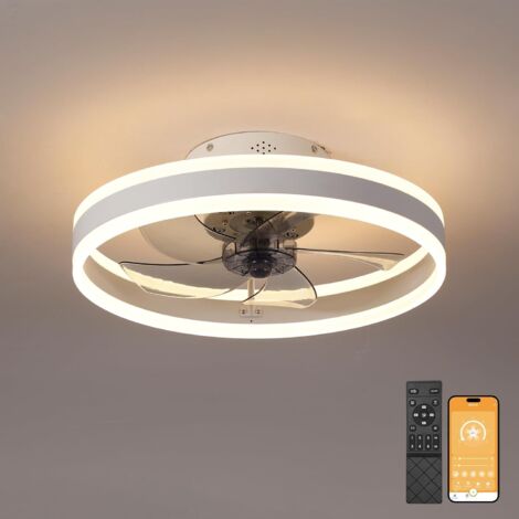 Silent Ceiling Fan with Light and Remote Control, 50cm Ceiling Fan, 6 Speeds and Reversible Wind, Dimmable LED, 3 Optional Color Temperatures