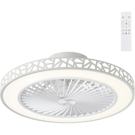 Modern 48cm Ceiling Fan, Ceiling Fan with Dimmable 3-Color LED Light, 40W, 6 Speeds, Reversible Ceiling Fan with Smart Remote Control and Timer, for Bedroom and Living Room (1/5)