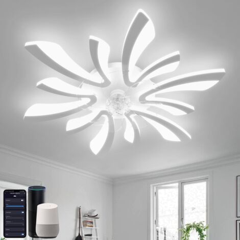 Smart Ceiling Fan Light, WiFi Ceiling Fan with Light Compatible with Alexa and Google Home, Techo Fan Light for Bedroom, Kitchen, White