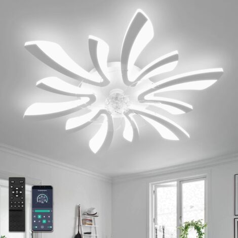78cm Ceiling Fan with Light and Remote Control, Large Dimmable Ceiling Fan with 6 Speeds, DC Reversible Summer/Winter, Quiet Ceiling Fan for Bedroom and Living Room, White