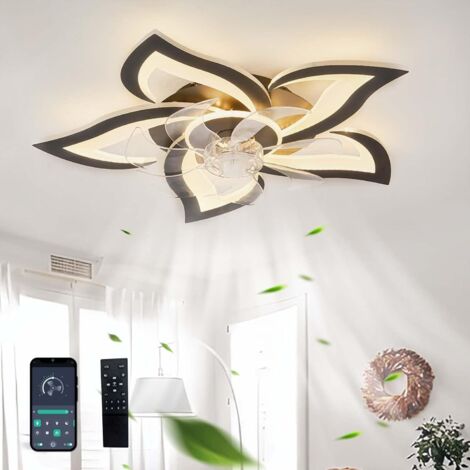 Ceiling Fan with Light, Modern Design, Silent, Dimmable LED Chandelier, Reversible DC Fan, 6 Speeds, Ceiling Fan and Remote Control for Bedroom/Living Room - Black (1/5)