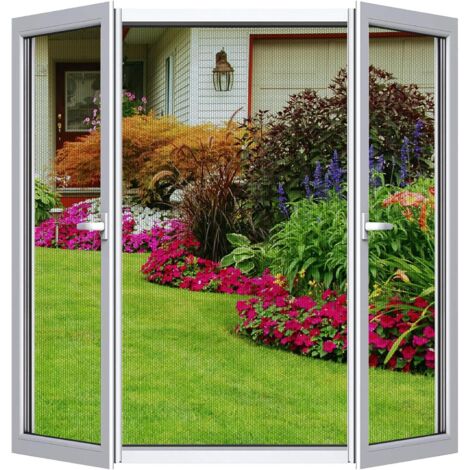 Moustiquaire Fenêtre Magnétique, Automatiquementfermé, Moustiquaire Porte sans Percer pour Couloirs, Blanc, (41x66inch)105x170cm (1/5)
