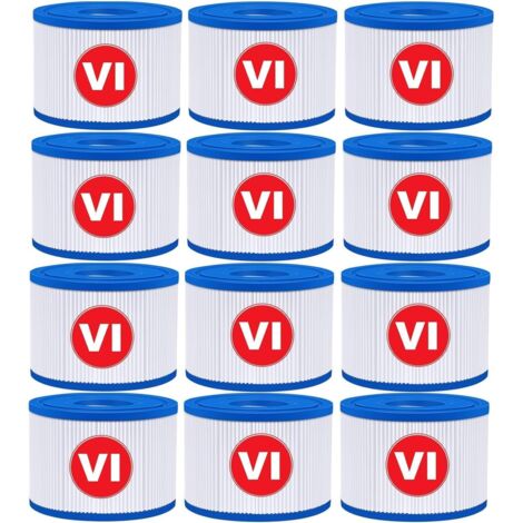 VI Filter for Spa, VI Filter Cartridge for Swimming Pools, VI Filter Cartridge - Compatible with Bestway 58323E, Compatible with Coleman Saluspa 90427E, Compatible with Lay-Z-Spa (12PCS) (1/5)