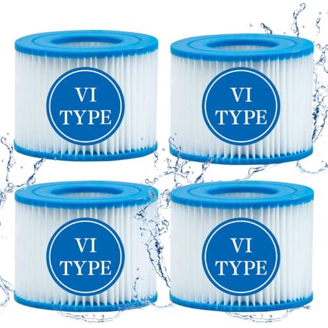 Pack of 4 replacement cartridges for spa and hot tub filters, type VI, for Coleman hot tub filters, for inflatable hot tub filters (1/5)