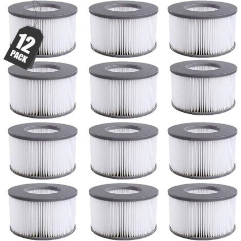 Filter cartridges for MSpa filters, 12 pcs. Filter compatible with MSpa Whirlpool models from 2020 onwards. Water filter cartridge for inflatable pools, hot tubs and spas.