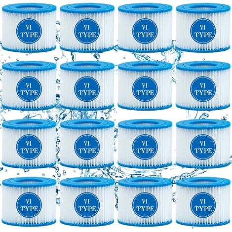Pack of 16 Type VI filter cartridges for Bestway Flowclear spa filters, for SaluSpa 90352E, filter cartridges for Miami, Vegas, and Monaco spas (1/5)