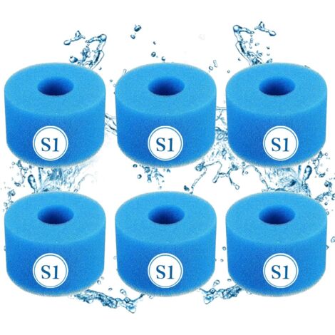 Type S1 Foam Pool Filter Sponge for Intex Type S1 Pools, Reusable Filter Cartridge for Hot Tubs (6 pieces) (1/5)