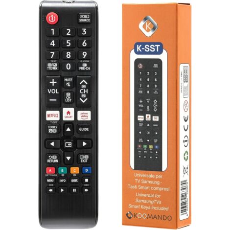3-Piece Universal Remote Control Set Compatible with Samsung LCD LED QLED UHD 4K 8K HDR Curved TVs, AA59 BN59 Series, Ready to Use, No Programming Required, Netflix and Prime Video Buttons, Smart TV C