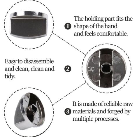 Pieces Gas Knob, Universal Control Knob, Gas Stove Knob, Gas Stove Replacement Accessories, for gas cookers, hobs and cooktops (Silver) (1/4)