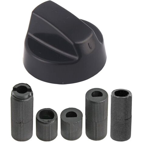 Universal control knob, 4 pieces. Black control knob for ovens, for all types of ovens, stoves, and cooktops, 6 to 11.5 mm thick, black. (1/4)