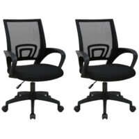 DASCK - Pack de 2 - Chaise de Bureau Ergonomique en Maille avec Hauteur Réglable et Pied Noir