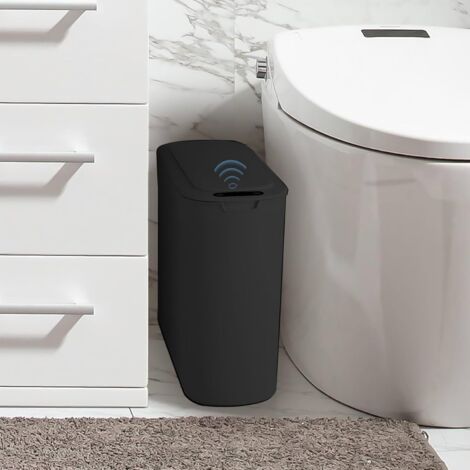 Bathroom bin, 25L, automatic kitchen bin with lid, leak-proof, electric bin, for bathroom, bedroom, kitchen, office, black (1/5)