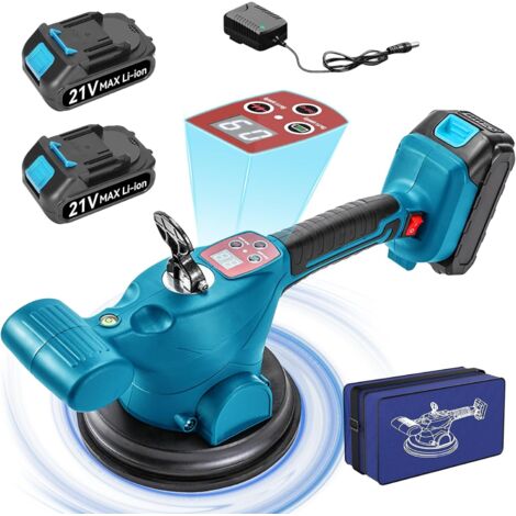21V cordless tile vibrator compatible with Makita 18V battery, 9-speed cordless tile vibrator, 2500kg tiling machine with 160mm suction cup, tiling tools (with 2 batteries)