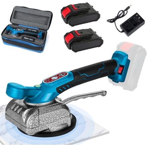 Cordless tile vibrator compatible with Makita 18V battery, 5-speed tile vibrator, 100 kg tiling machine with 130x130 mm suction cup, tiling tools (with 2 batteries)