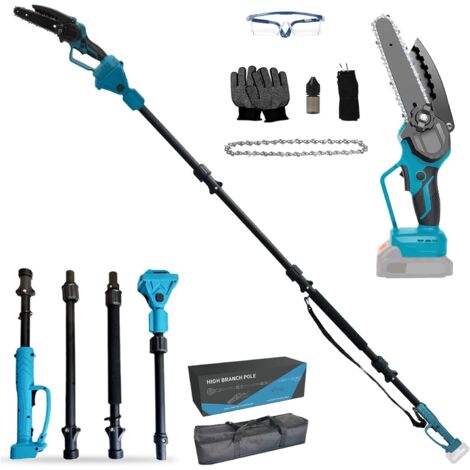 Cordless pole pruner/chainsaw, professional branch saw compatible with Makita 18V, 2-in-1 brushless 15cm branch saw with telescopic pole and telescopic electric pole pruner, 4.5m working height (batte