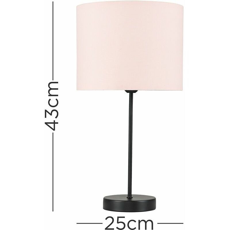 Table Lamps In Black With Drum Shade Pink, Angus Satin Nickel Geometric Table Lamp With White Shade