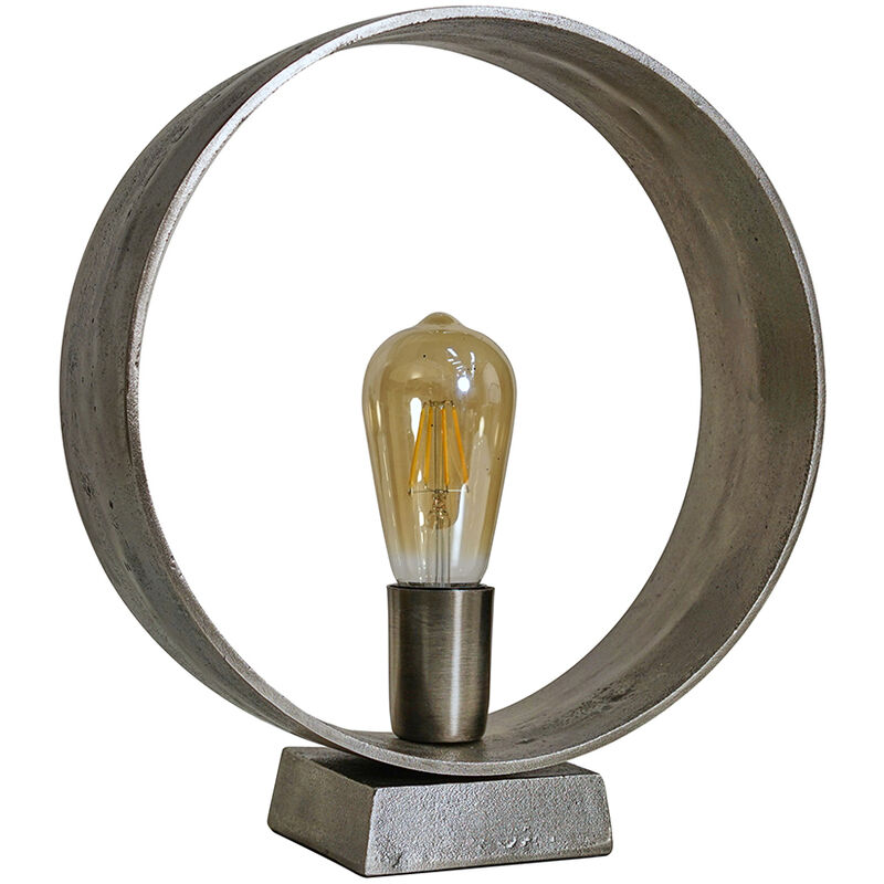 Gun Metal Circular Table Lamp Base - No Bulb