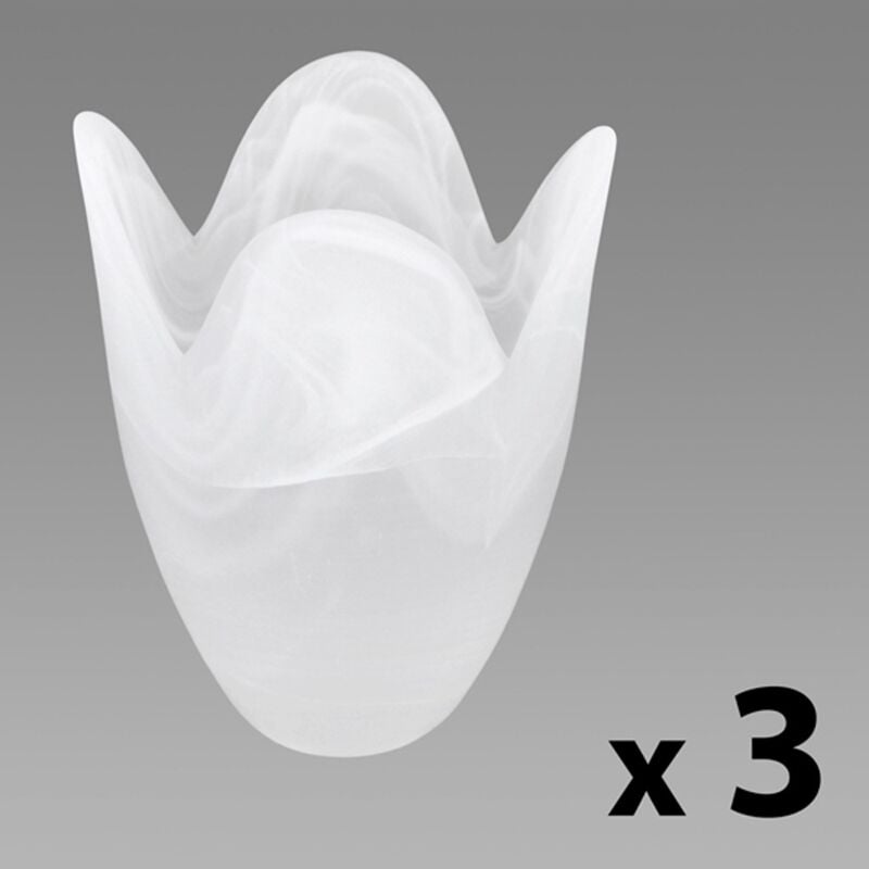 3 Pack Frosted Marble Effect Glass Tulip Floral Replacement Shades