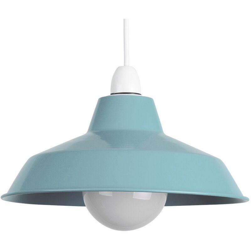 Colby Retro Style Gloss Blue Metal Reflector Ceiling Pendant Light Shade