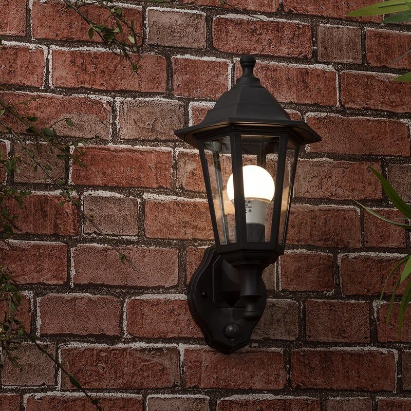 IP44 Outdoor Wall Lantern With Dusk Till Dawn Sensor - Black