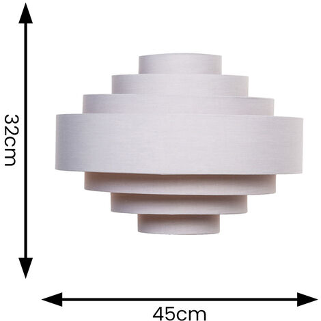 45cm Ceiling Lampshade Pendant Fabric 7 Layer Drum Shade LED 10W Bulb - Grey