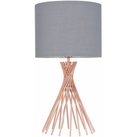 40cm Copper Metal Twist Table Lamp With, Metal Table Lamp Shades Uk