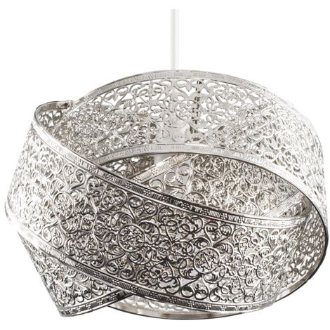 Hacienda Modern Brushed Chrome Artistic Detailed Intertwined Rings Design Ceiling Pendant Light Shade
