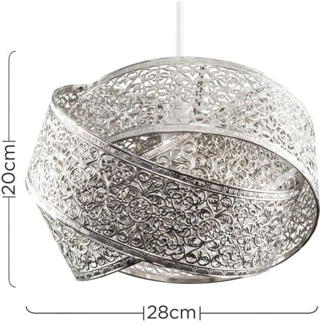 Hacienda Modern Brushed Chrome Artistic Detailed Intertwined Rings Design Ceiling Pendant Light Shade