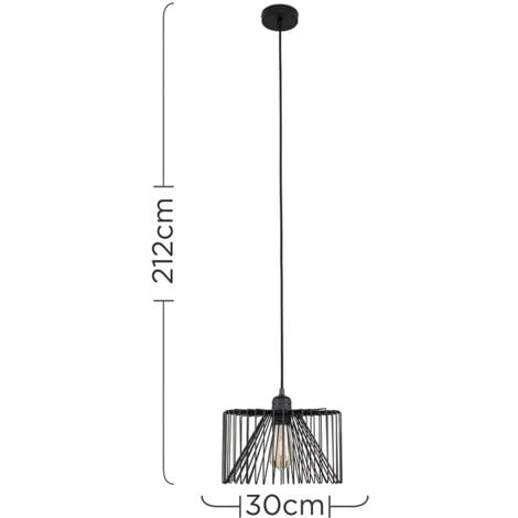 Casco Matt Black Ceiling Rose and Flex Lampholder Fitting with Black Wire Cylinder Shade