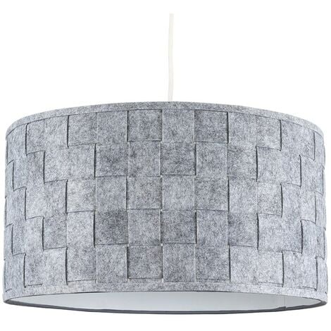 Grey Felt Weave Ceiling Pendant / Table / Floor Lamp Light Shade + 10W LED GLS Bulb Warm White