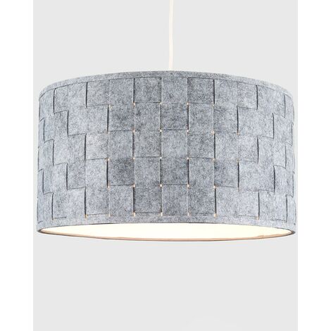 Grey Felt Weave Ceiling Pendant / Table / Floor Lamp Light Shade + 10W LED GLS Bulb Warm White