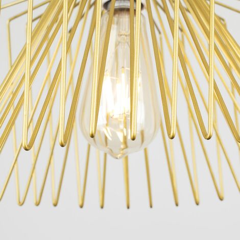 Amadeus Gold Ceiling Pendant Shade and B22 Pear LED 4W Warm White 2700K Bulb