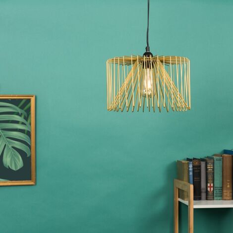 Amadeus Gold Ceiling Pendant Shade and B22 Pear LED 4W Warm White 2700K Bulb