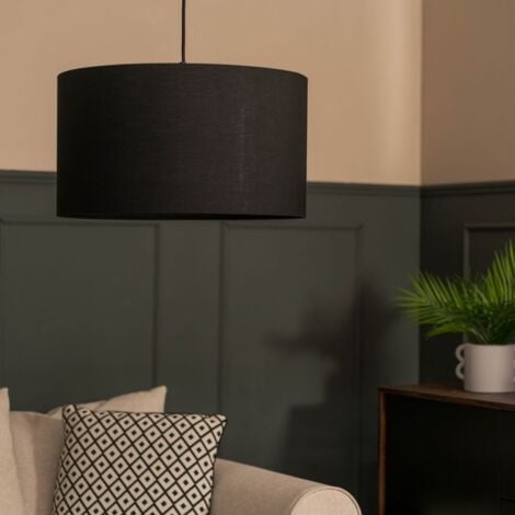 Reni Black Fabric Large Ceiling Pendant Lamp Shade